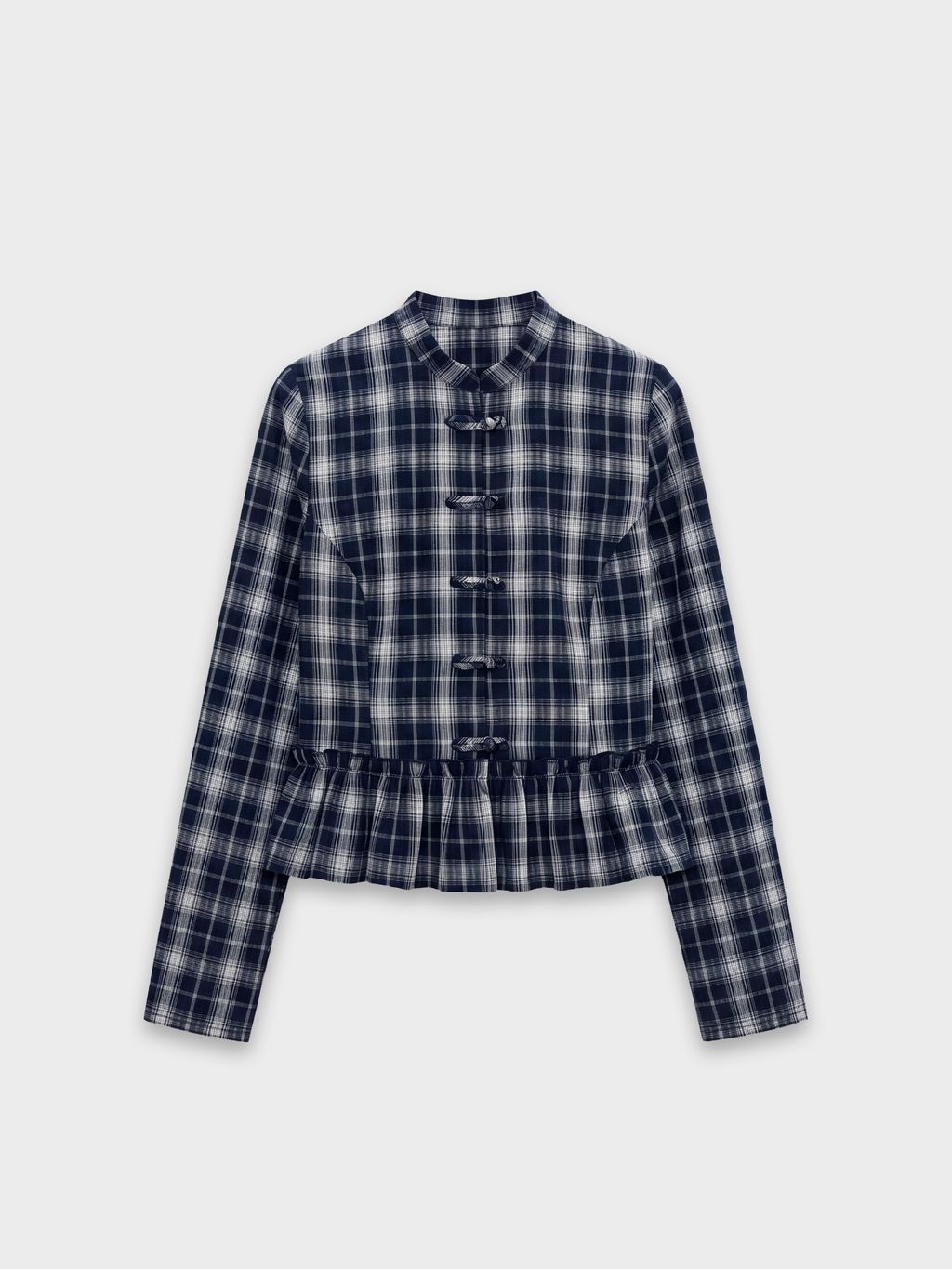 CHECKED KNOT-BUTTON SHIRT