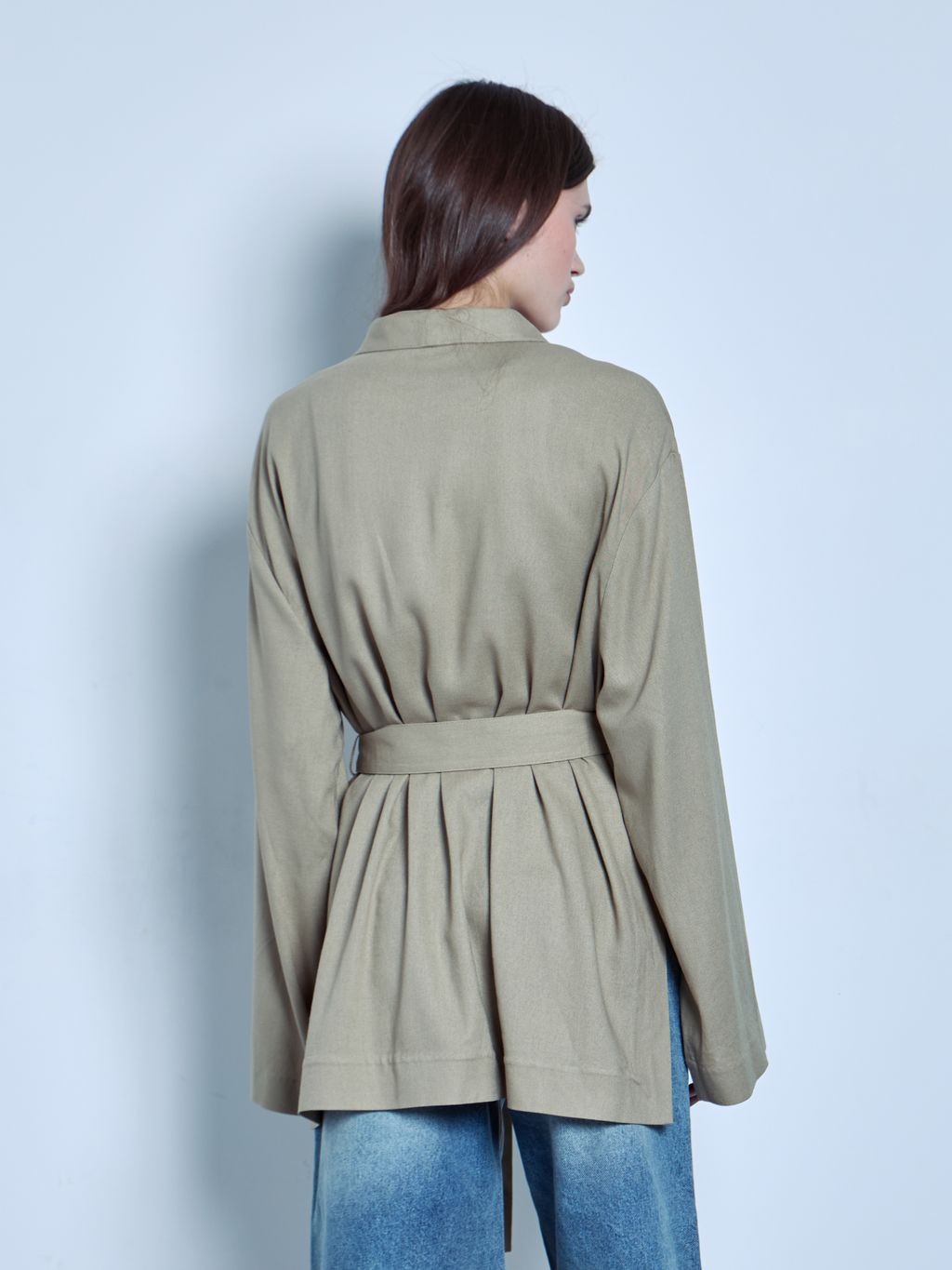 RUSTIC LINEN-BLEND KIMONO WITH BELT
