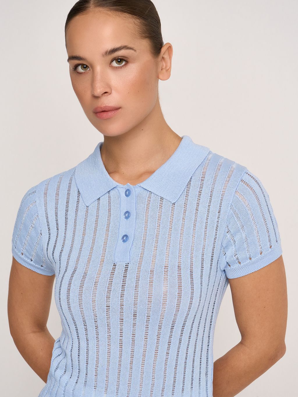 OPEN-KNIT SHORT-SLEEVE POLO
