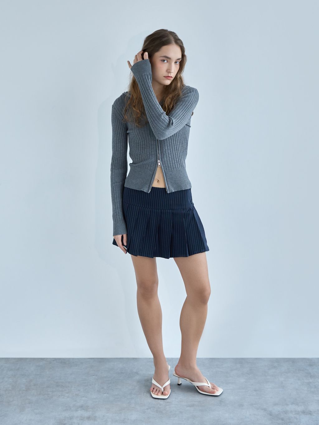 KNIT CARDIGAN WITH HOODIE & ZIPPER